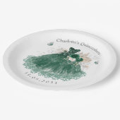 エメラルドグリーンシルバーキンセアニェラプリンセスドレス ペーパープレート (アングル)