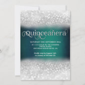 エメラルドグリーンシルバーグリッタードレスバタフライ 招待状 (裏面)