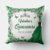 エメラルドグリーンシルバーグリッターフローラキンセアニェラ クッション (正面)