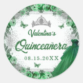 エメラルドグリーンシルバーグリッターフローラキンセアニェラ ラウンドシール (正面)
