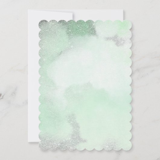 エメラルドグリーンシルバーグリッタープリンセスキンセアニラ 招待状 (裏面)