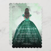 エメラルドグリーンシルバーグリッタープリンセスキンセアニラ 招待状 (正面/裏面)