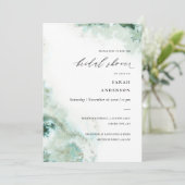 エメラルドグリーンシルバーゲートブライダルシャワー招待状 サンキューカード (スタンド正面)