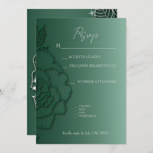 エメラルドグリーンシルバーフローラエレガントウェディング (正面/裏面)