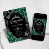 エメラルドグリーンシルバーブラックキンセアニェラ 招待状