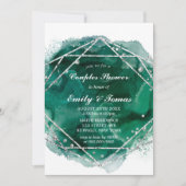 エメラルドグリーンシルバー幾何学模様カップルのシャワー (正面)