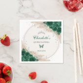 エメラルドグリーンシルバー恋しく思キンセアニェラクリン15 スタンダードカクテルナプキン (インサイチュ)