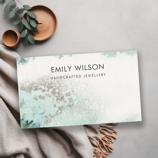 エメラルドグリーンシルバー空白のゲート表示カード 名刺