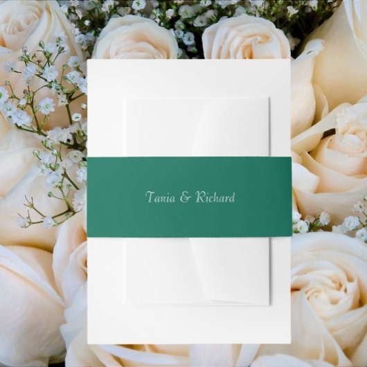 エメラルドグリーンシンプルスタイル化された名結婚前 招待状ベリーバンド