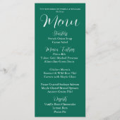 エメラルドグリーンシンプルスタイル結婚ズディナー メニュー (正面)