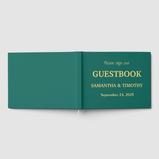 エメラルドグリーンシンプルモダンミニマ結婚リスト ゲストブック (全面)