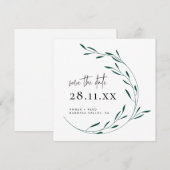 エメラルドグリーンシンプルリーススクエアセーブザデート セーブザデート (正面/裏面)