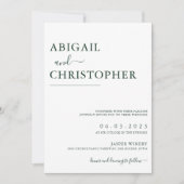 エメラルドグリーンシンプルロマン結婚ティック 招待状 (正面)