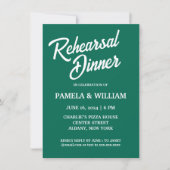 エメラルドグリーンシンプル結婚のリハーサルディナー 招待状 (正面)