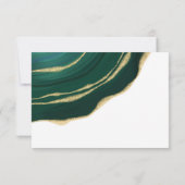 エメラルドグリーンジェムストーンと金ゴールドRSVPカード 出欠カード (裏面)