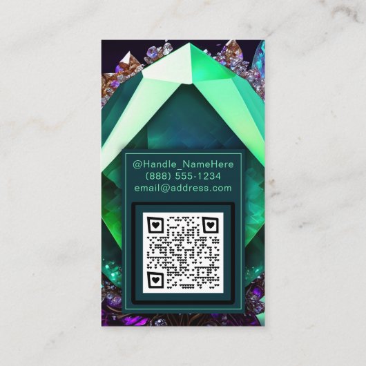 エメラルドグリーンジュエルミスティックヒーラージェムストーン結晶 名刺 (裏面)