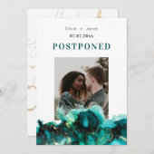 エメラルドグリーンジュエル結婚トンの延期 セーブザデート (正面/裏面)