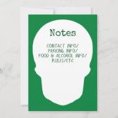 エメラルドグリーンスカルカットアウトシルエット 招待状 (裏面)