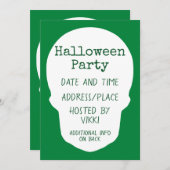 エメラルドグリーンスカルカットアウトシルエット 招待状 (正面/裏面)