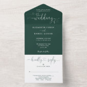 エメラルドグリーンスクリプトハートミニマル結婚リスト オールインワン招待状 (内側)