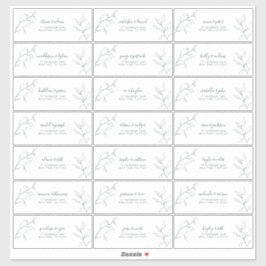 エメラルドグリーンスクリプトボタニカルゲストアドレス シール