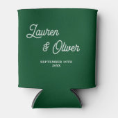 エメラルドグリーンスクリプトミニマル結婚リスト 缶クーラー (正面)