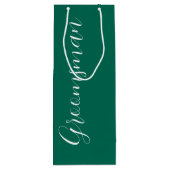 エメラルドグリーンスタイル化スクリプト結婚のgroomsman ワインギフトバッグ (裏面)