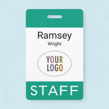 エメラルドグリーンスタッフ名バッジクリップリールラニヤード