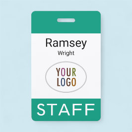 エメラルドグリーンスタッフ名バッジクリップリールラニヤード バッジ