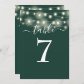 エメラルドグリーンストリングライツテーブル番号 招待状 (正面/裏面)