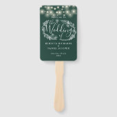 エメラルドグリーンストリングライト結婚式 プログラム ハンドファン (正面)