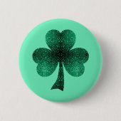 エメラルドグリーンスパークルスシャムロッククローバーターコイズ 缶バッジ (正面)