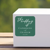 エメラルドグリーンタイポグラフィフォレ結婚スト スクエアシール