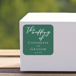 エメラルドグリーンタイポグラフィフォレ結婚スト スクエアシール