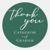 エメラルドグリーンタイポグラフィフォレ結婚スト ラウンドシール (正面)