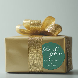 エメラルドグリーンタイポグラフィフォレ結婚スト ラウンドシール