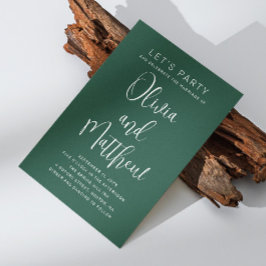 エメラルドグリーンタイポグラフィ結婚スクリプト+ QR 招待状