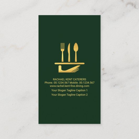 エメラルドグリーンタキシードエプロン、バトラーサービス 名刺 (裏面)