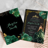エメラルドグリーンダークバックグランド王室のキンセアニラ 招待状