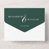 エメラルドグリーンチノワセリーフローラ庭園の結婚式 オールインワン招待状 (裏面)