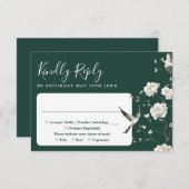 エメラルドグリーンチノワセリーフローラ庭園の結婚式 出欠カード (正面/裏面)