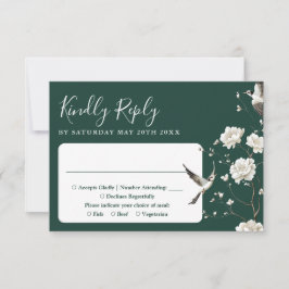 エメラルドグリーンチノワセリーフローラ庭園の結婚式 出欠カード