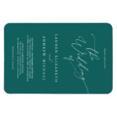 エメラルドグリーンティール(緑がかった色)ミニマル結婚式招待状 マグネット (横)