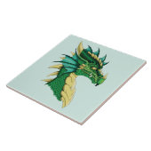 エメラルドグリーンドラゴン肖像画 ファンタジー タイル (側面)