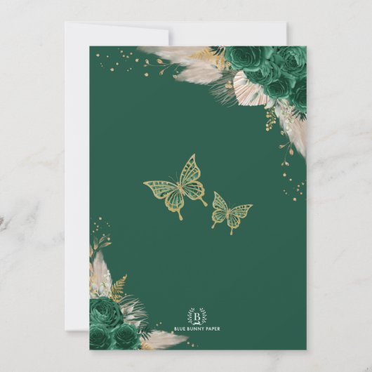 エメラルドグリーンドレスキンセアニラミクンス15アニョス 招待状 (裏面)