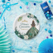 エメラルドグリーンドレスクインセアニラクラウン誕生日 ペーパープレート (パーティー)