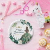 エメラルドグリーンドレスクインセアニラクラウン誕生日 ペーパープレート (パーティー)