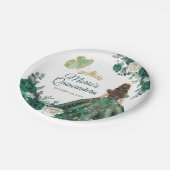 エメラルドグリーンドレスクインセアニラクラウン誕生日 ペーパープレート (アングル)