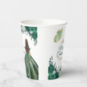 エメラルドグリーンドレスクインセアニラクラウン誕生日 紙コップ (左)