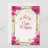 エメラルドグリーンドレスズ暗い赤紫色ピンクミッカンス 招待状 (裏面)